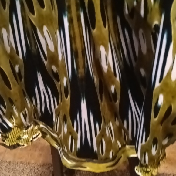 W WORTHINGTON green multi-colored mock tie-up neckline ribbed hem blouse 2X - Picture 11 of 13